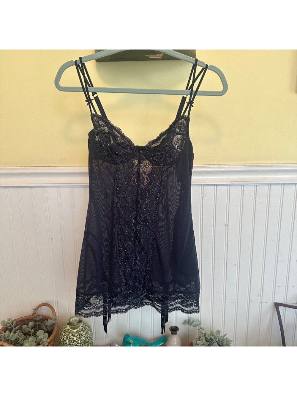 Blush Small NWT Navy Blue Lace Gold Hardware Cami Lingerie Bustier Corset